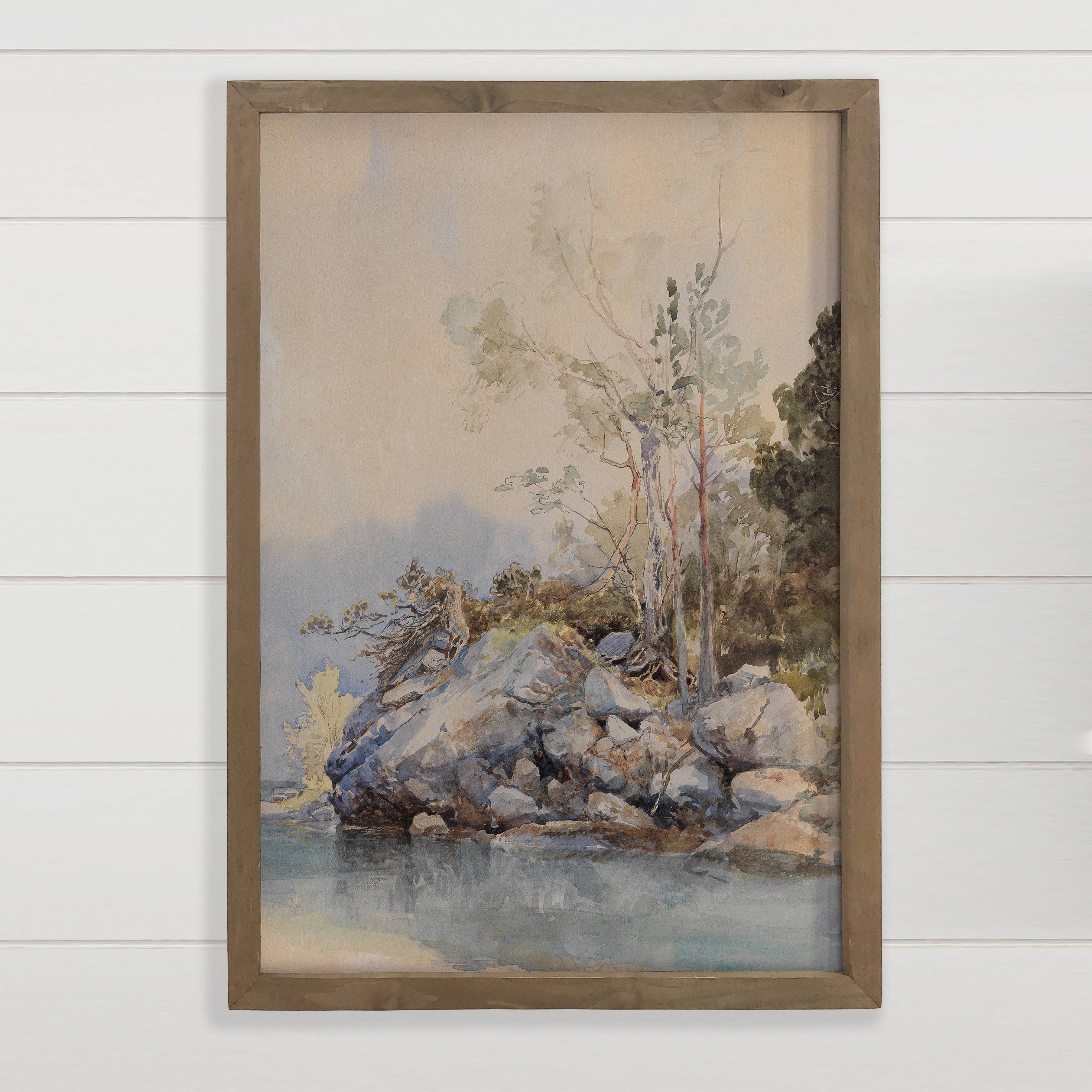 Trees at the Water Edge - Nature Canvas Art - Wood Framed
