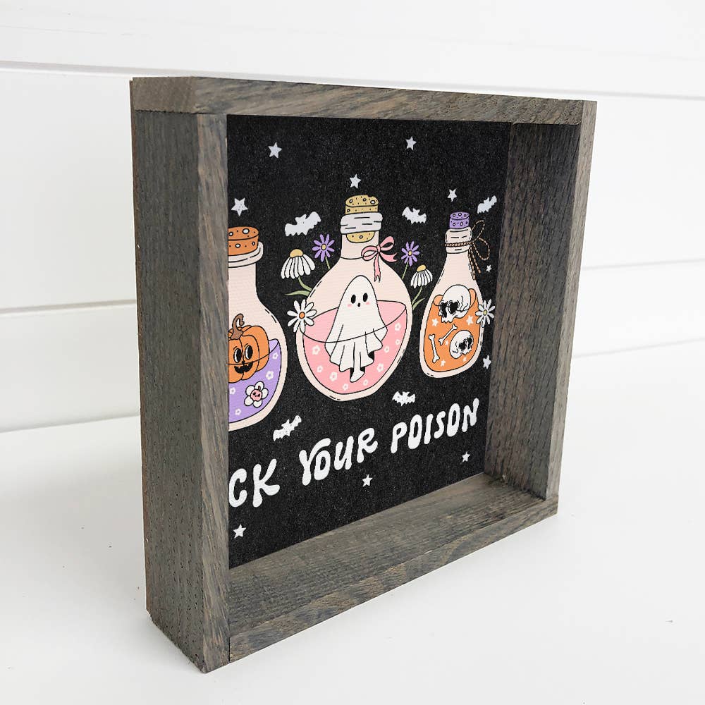 Pick Your Poison - Halloween Canvas Art - Wood Framed Decor
