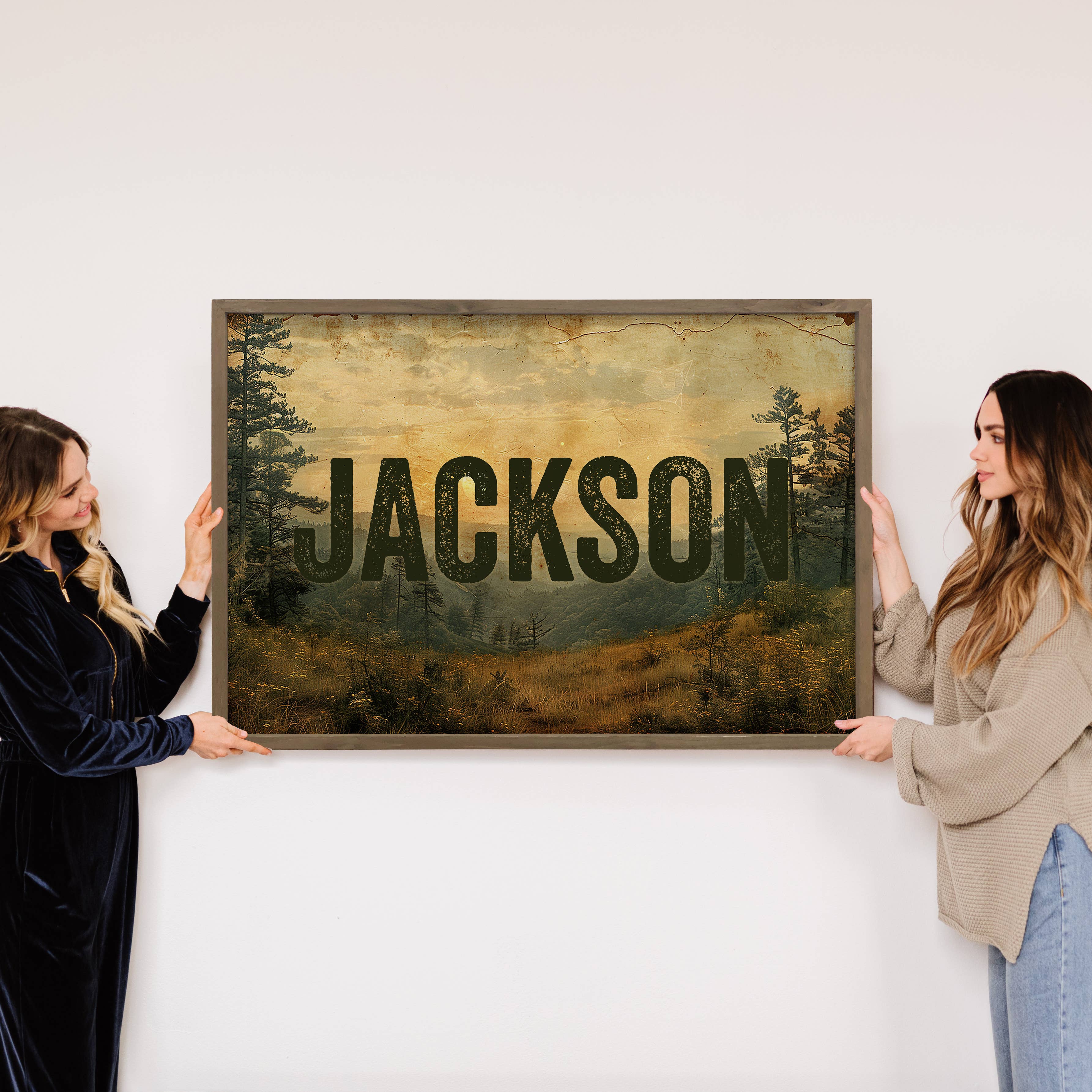 Custom Rustic Mountain Overlook - Custom Sign - Wood Framed