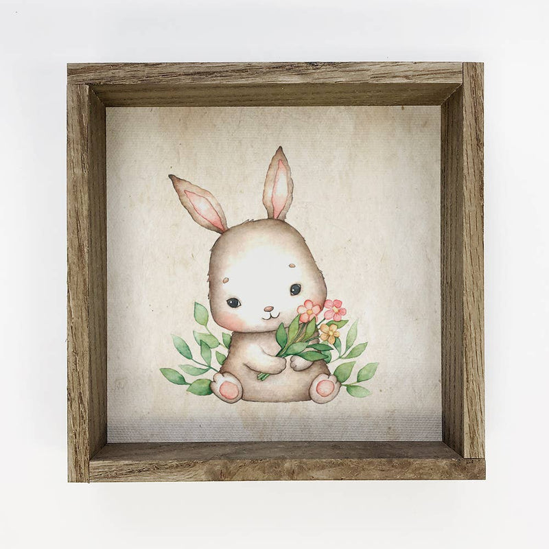 Baby Bunny in Springtime Easter Small Canvas Sign