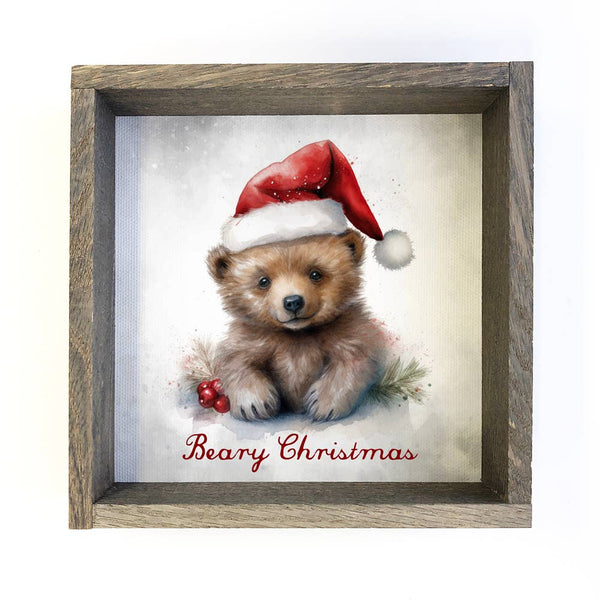 Beary Christmas Wall Art - Framed Holiday Animal Wall Decor