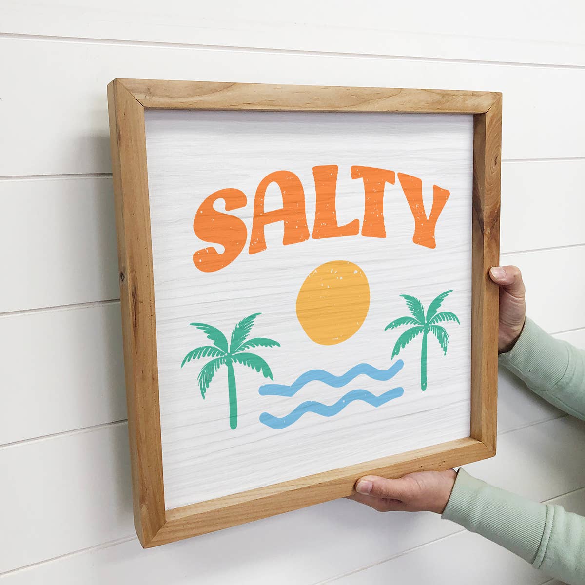 Salty Beach Scene - Beach Canvas Art - Wood Framed Decor