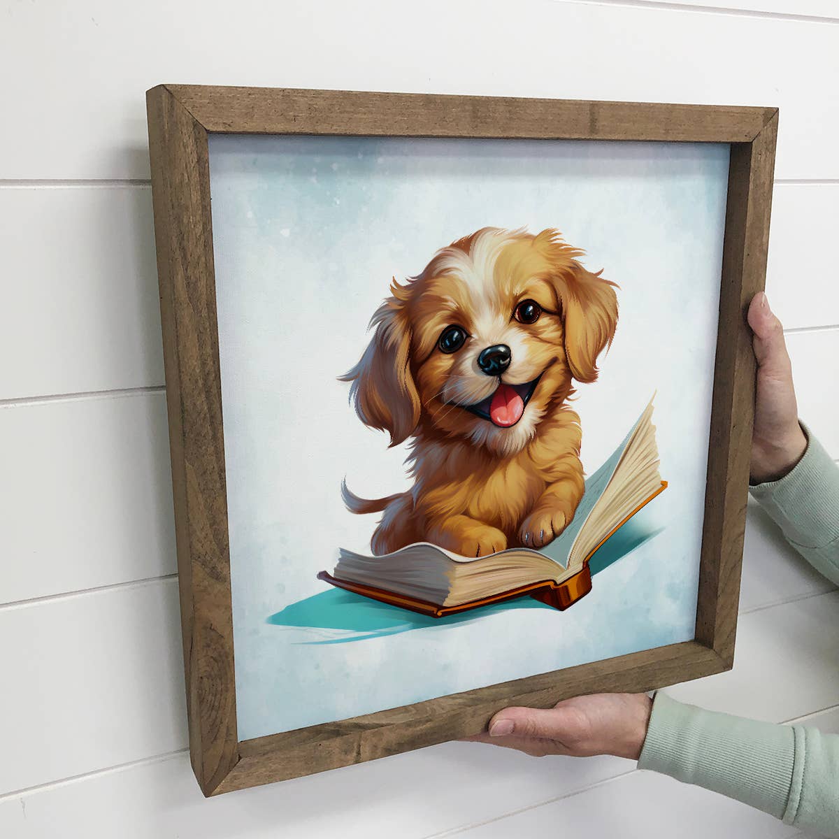 Golden Retriever Puppy Book - Puppy Canvas Art - Book Decor