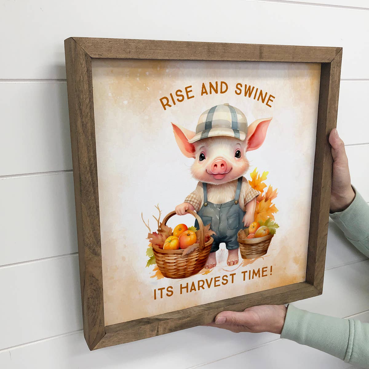 Rise and Swine Pig - Cute Fall Animal Canvas Wall Art