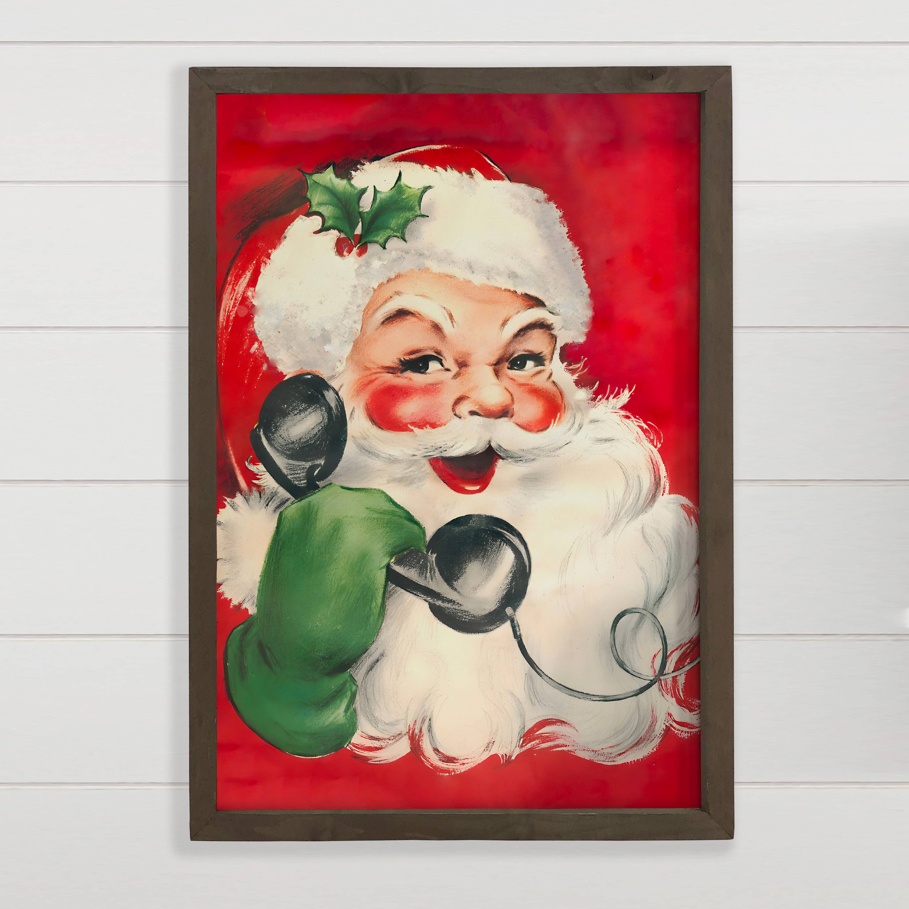 Santa Calling - Framed Christmas Art - Canvas Art with Frame