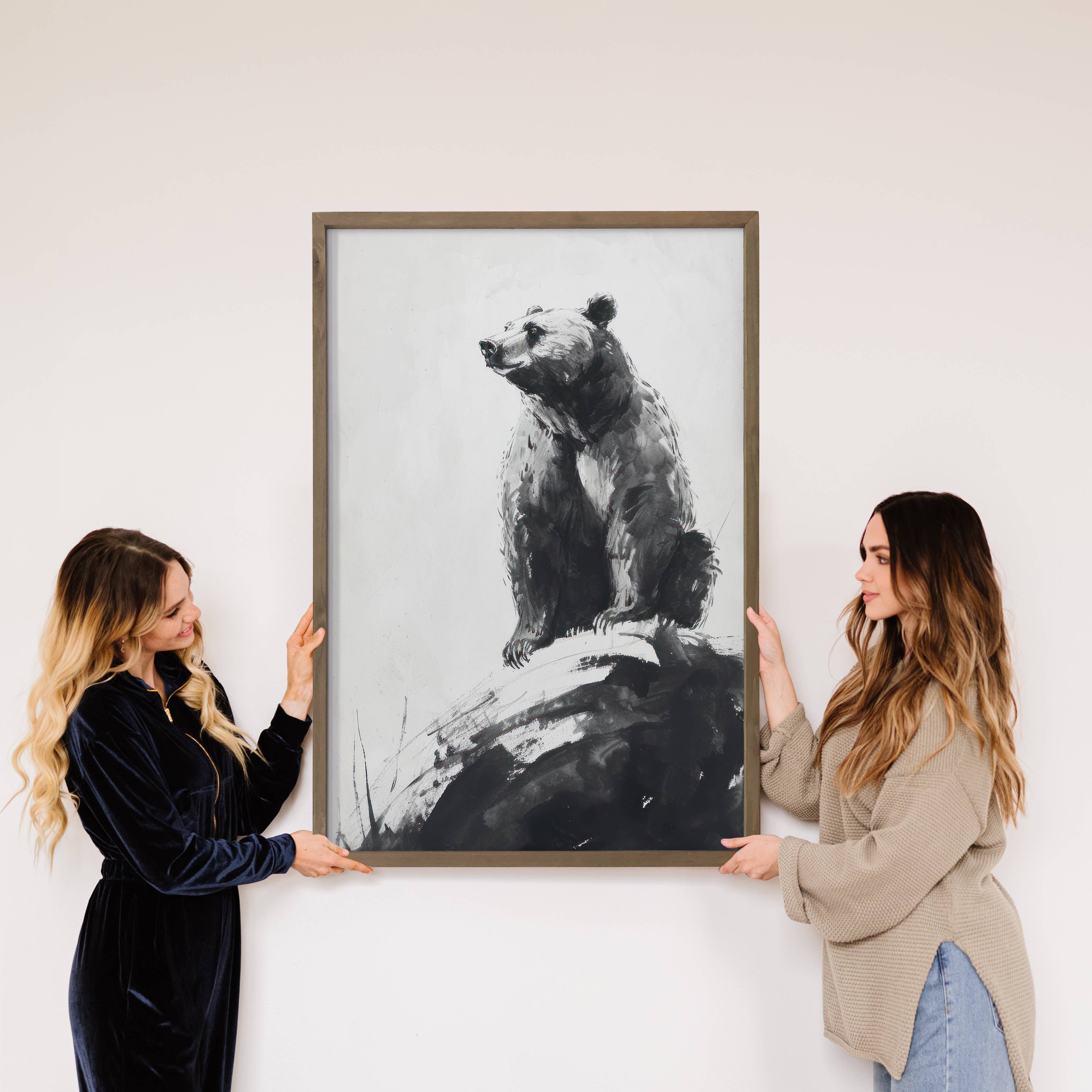 Bear Guardian - Bear Canvas Art - Wood Framed Nature Artwork