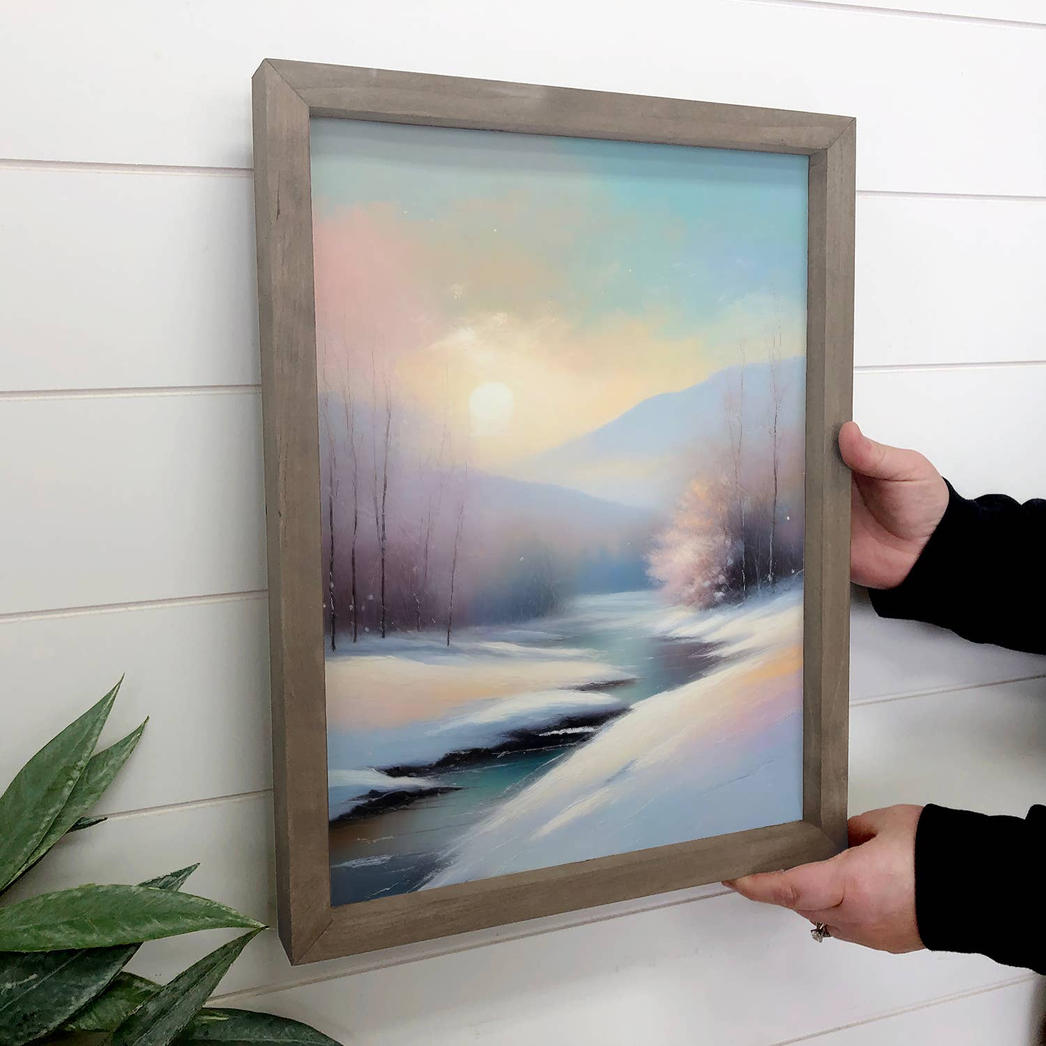 Winter Pastel Landscape - Winter Canvas Art - Wood Framed