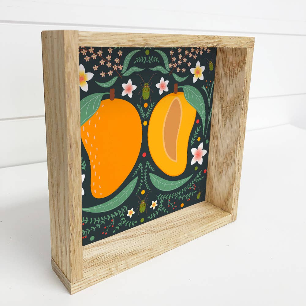 Folk Art Mango - Mango Canvas Art - Wood Framed Wall Art