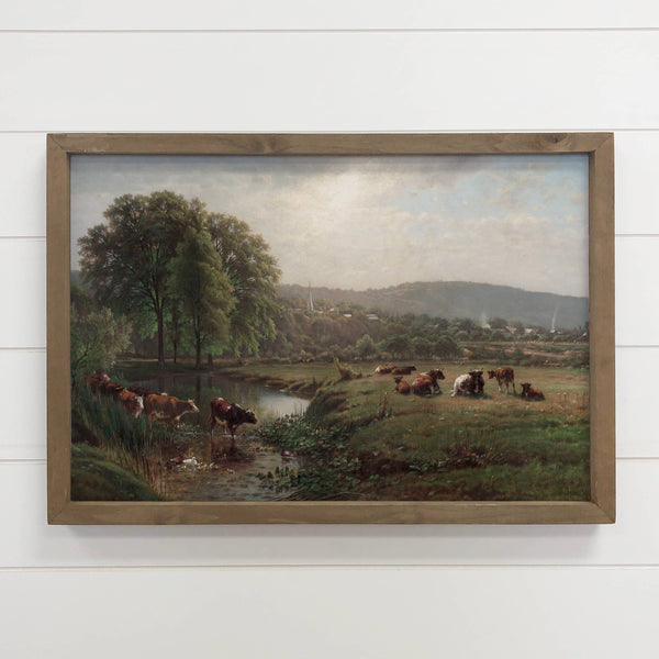 New England Cows - Cows Canvas Art - Wood Framed Wall Art
