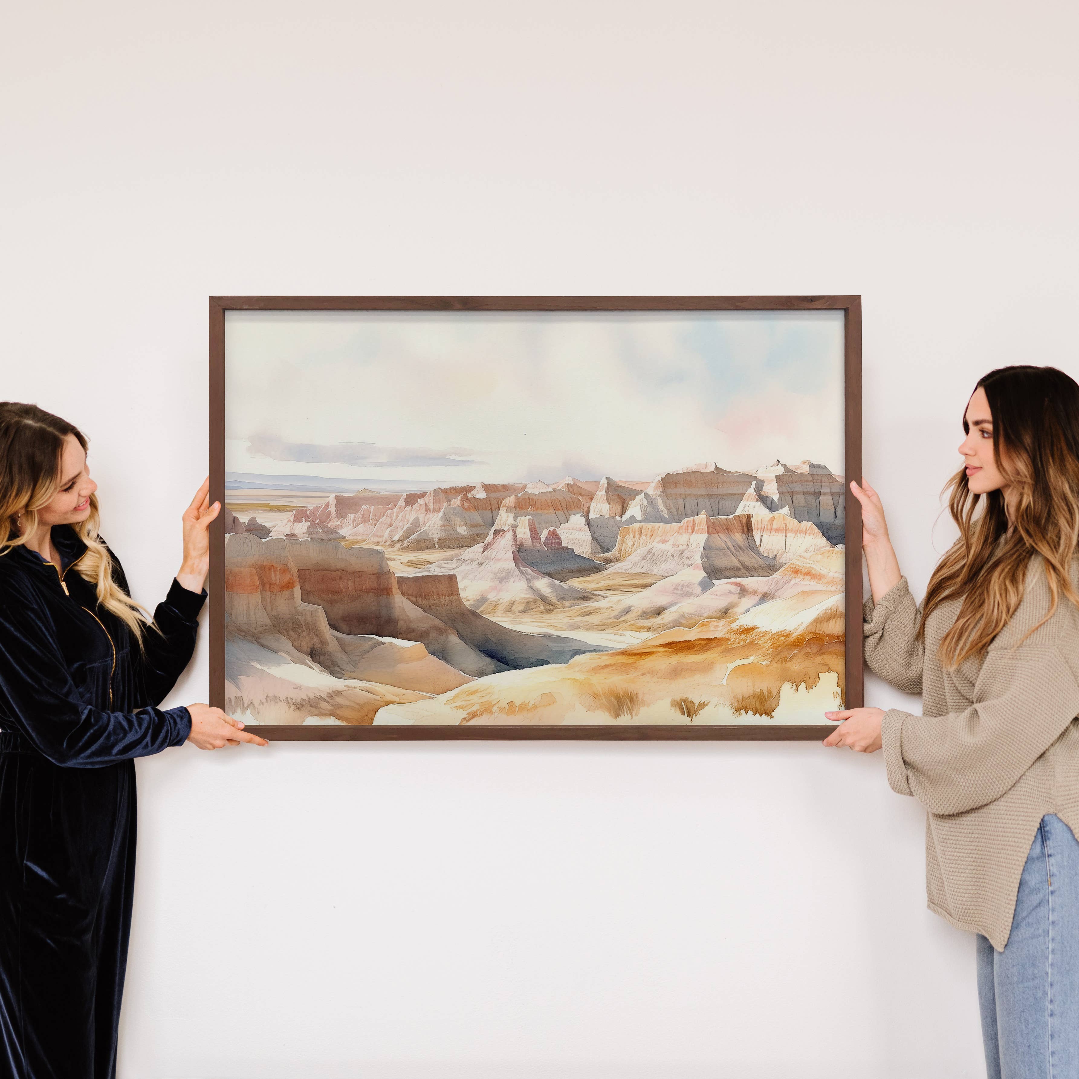 Badlands South Dakota Watercolor - Landscape Canvas Art
