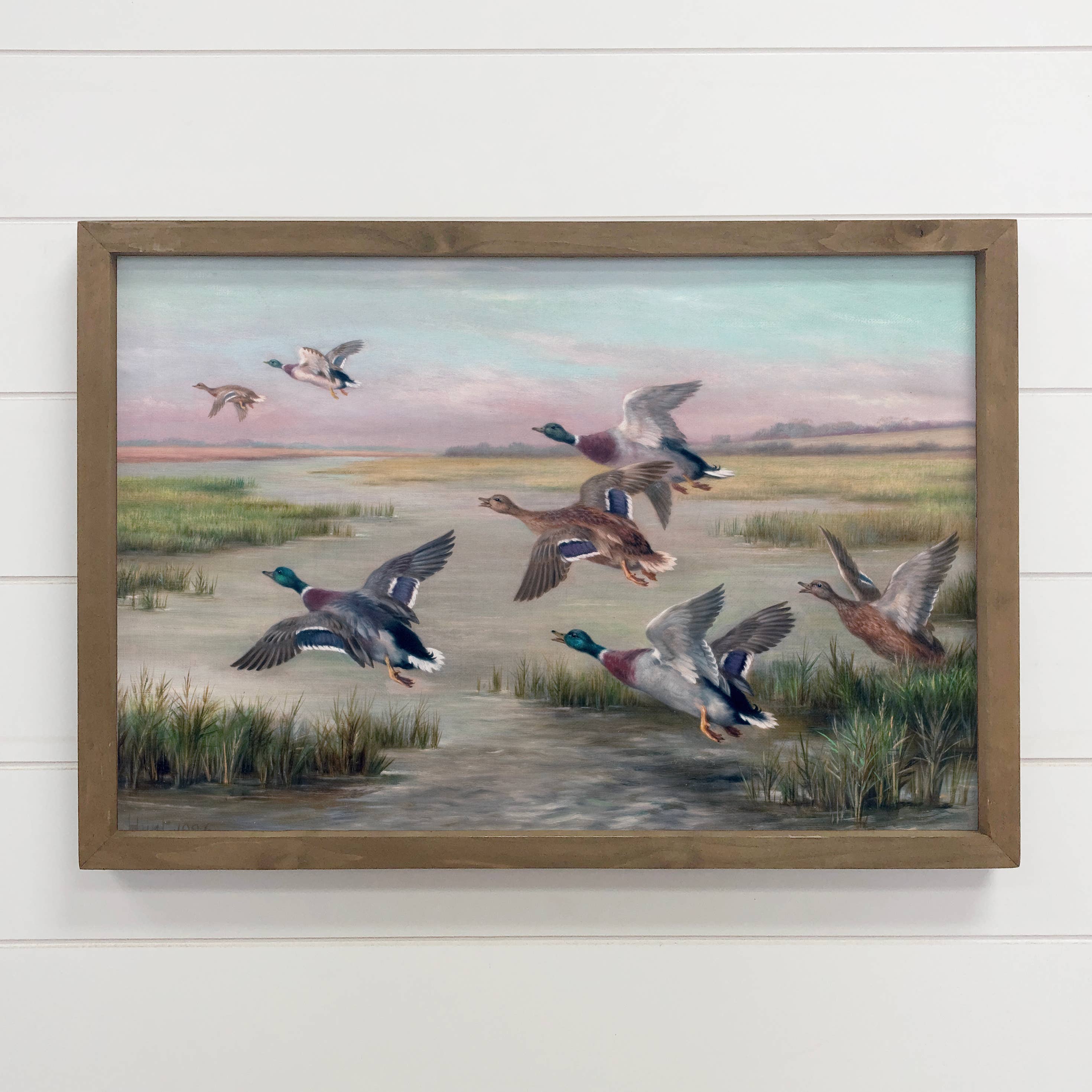 Ducks in Flight - Duck Canvas Wall Art - Wood Framed Decor