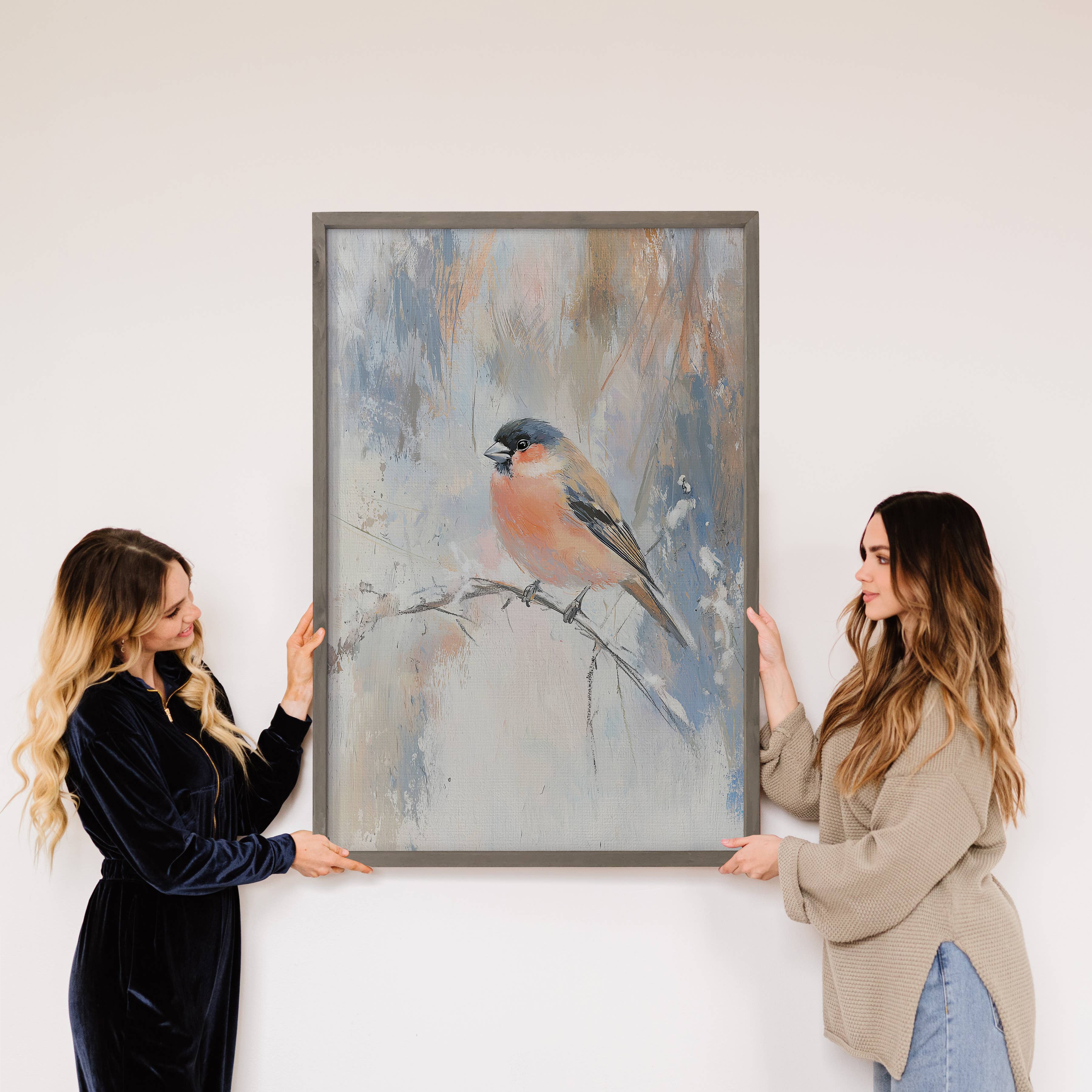 Winter Chickadee - Bird Canvas Art - Wood Framed Wall Art