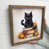 Black Cat Books - Cute Black Kitten Fall Art - Baby Animals