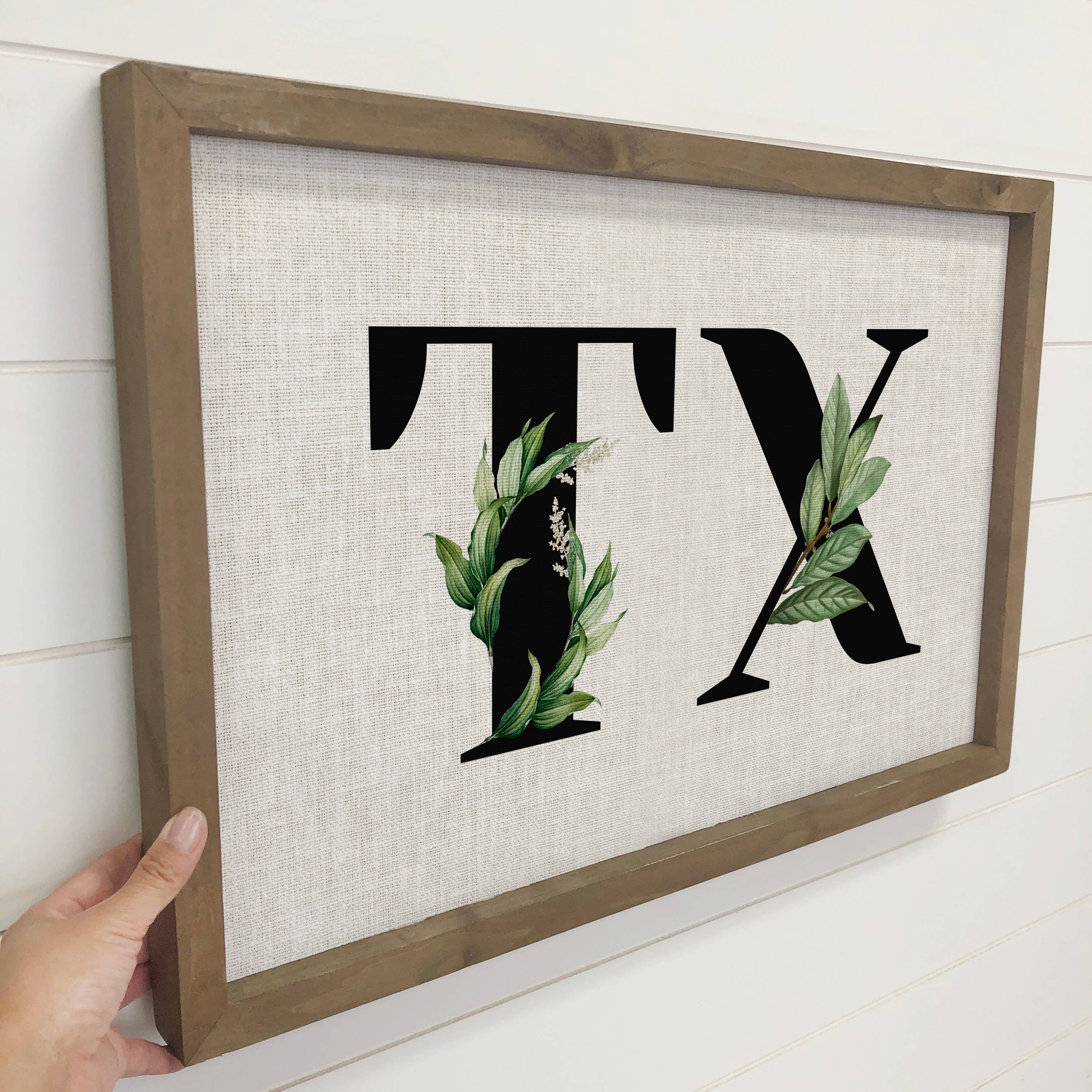 Leafy Abbreviated State - Unique & Personalized Art - Framed