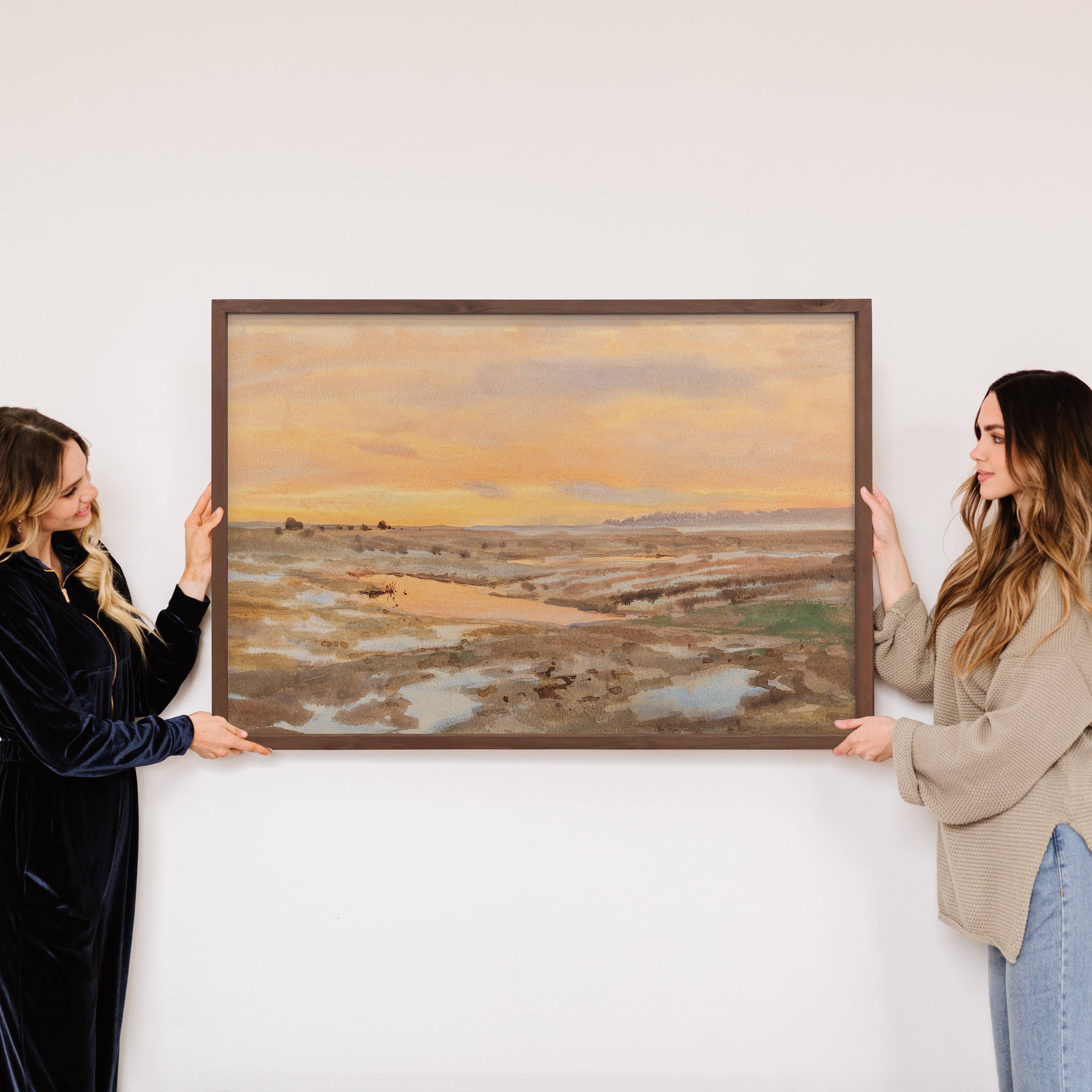 Sunset Gulf - Sunset Landscape Canvas Art - Wood Framed Art