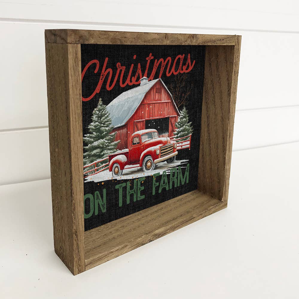 Christmas on the Farm Red Barn - Farmhouse Christmas Sign
