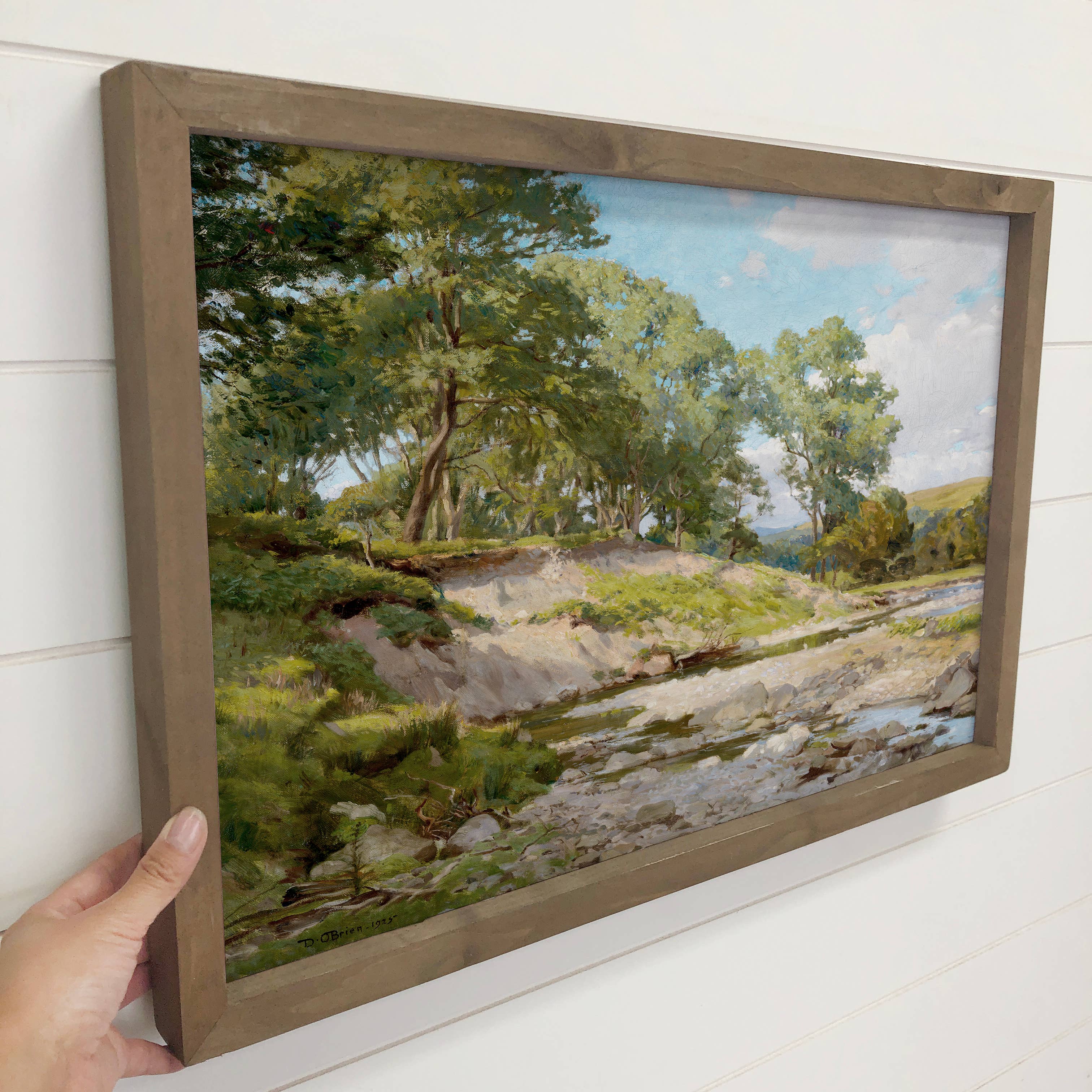 Summer Green River Bank - Summer Landscape Canvas Art