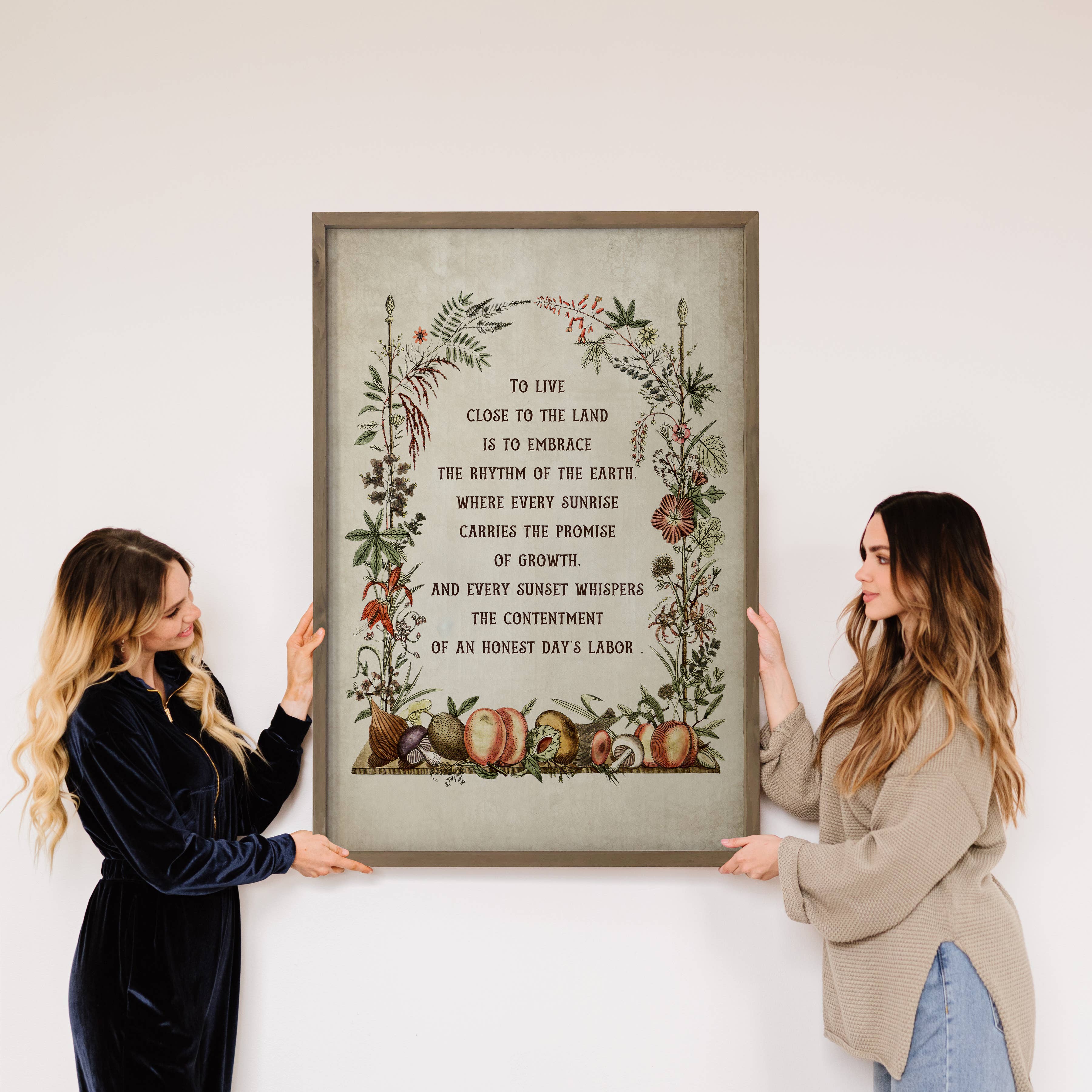 Live Close to the Land - Word Canvas Art - Wood Framed Art