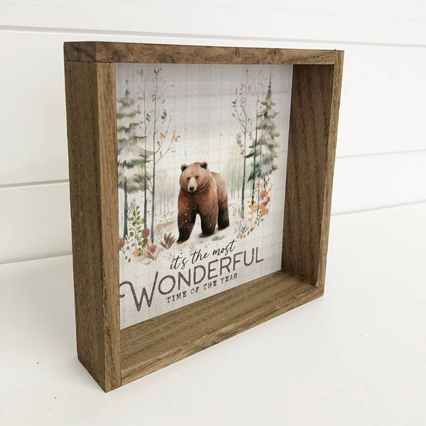 Most Wonderful Time of the Year Bear - Vintage Nature Decor