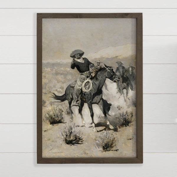 Hands Up Cowboy - Cowboy Canvas Art - Wood Framed Wall Art
