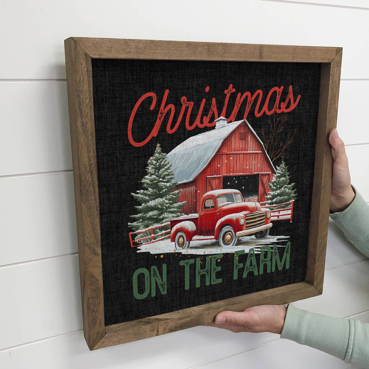 Christmas on the Farm Red Barn - Farmhouse Christmas Sign