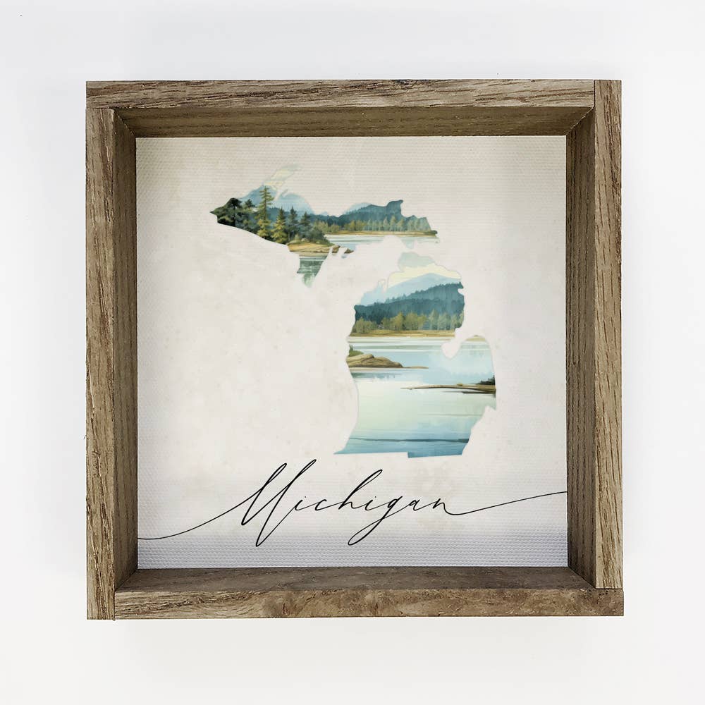 Michigan State Silhouette Painting - State Canvas Art