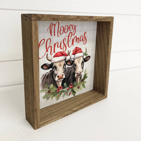 Mooey Christmas Two Cows - Farmhouse Christmas Canvas Art