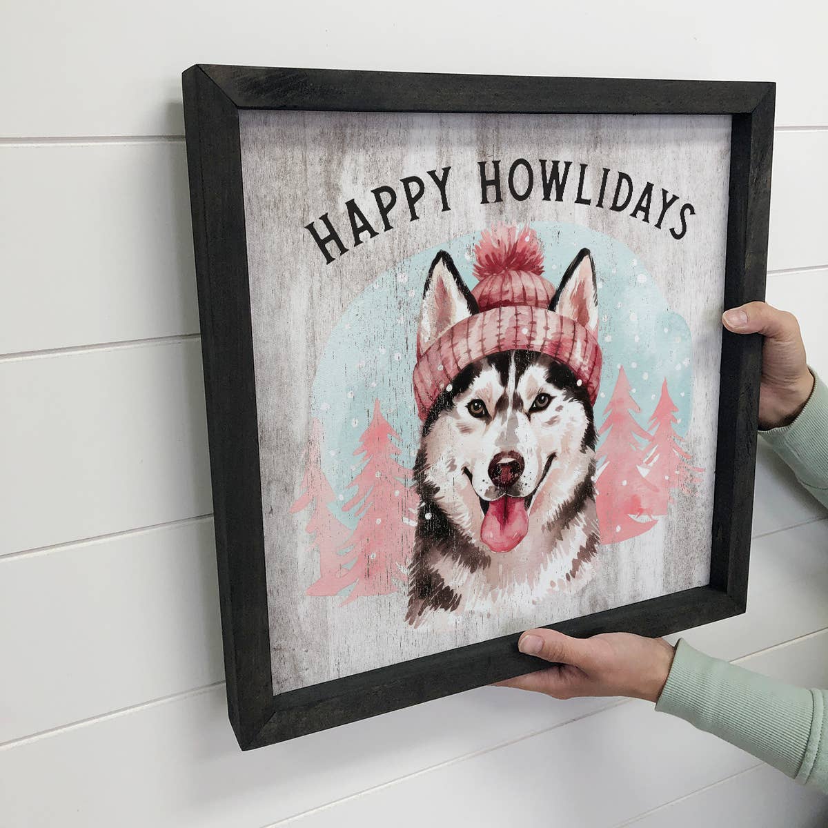 Husky Happy Howlidays - Cute Dog Canvas Art - Holiday Art