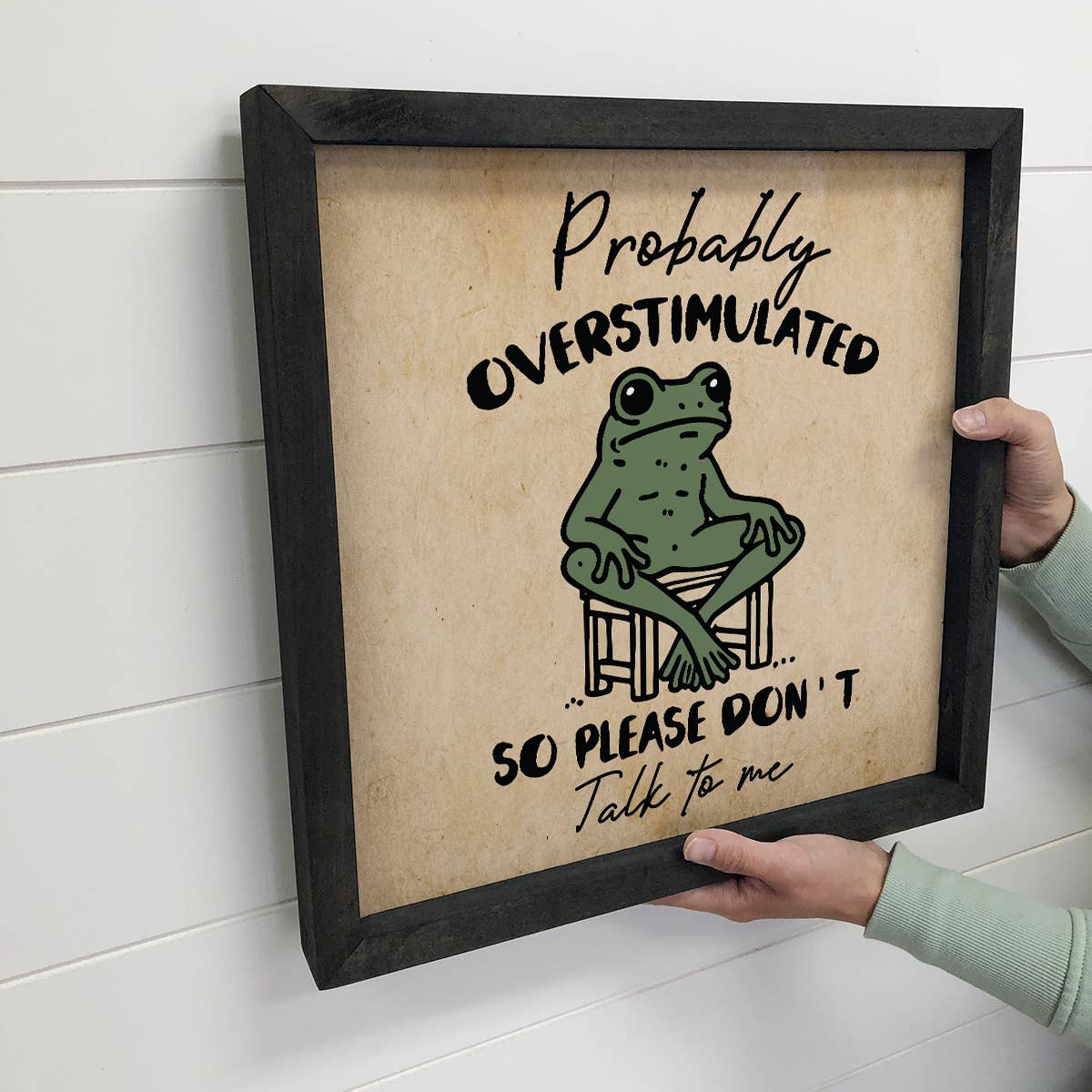 Overstimulated Frog - Funny Frog Canvas Art - Wood Framed