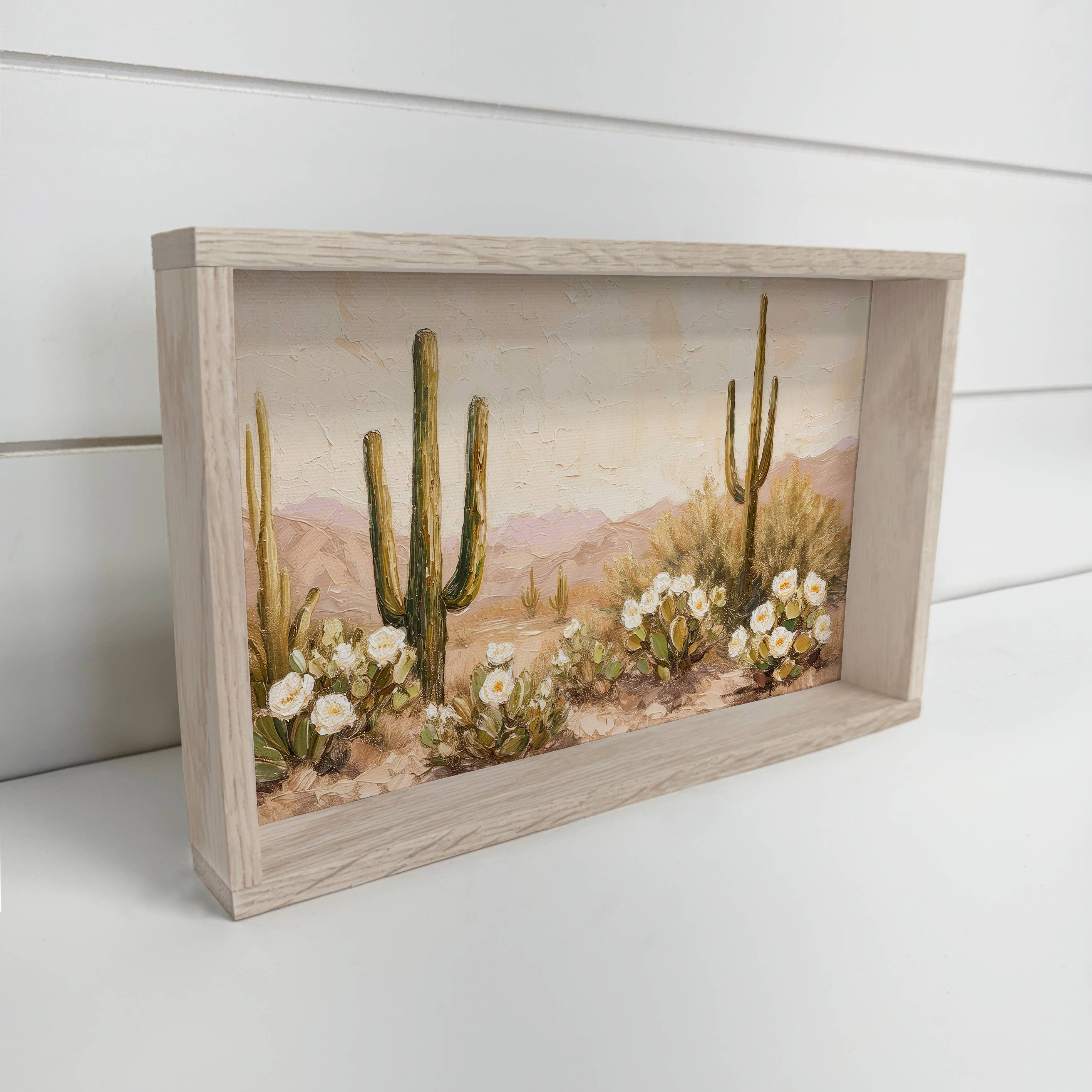 Blooming Beige Desert - Desert Landscape - Wood Framed Art