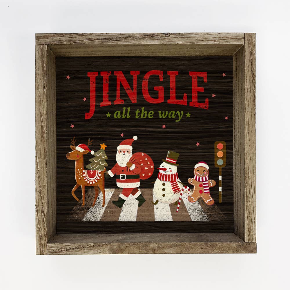 Jingle All the Way Santa - Christmas Canvas Art - Wood Frame
