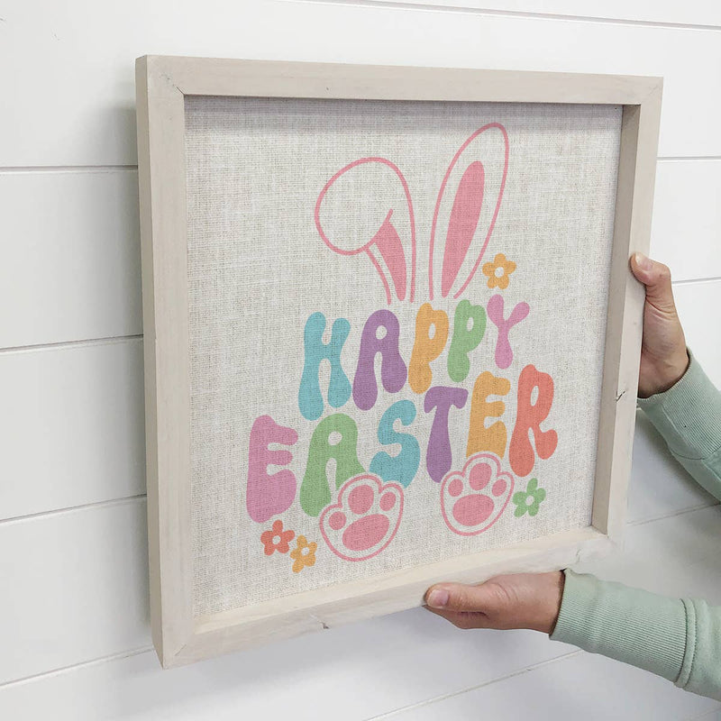 Happy Easter - Spring Time Canvas Art - Wood Framed Decor