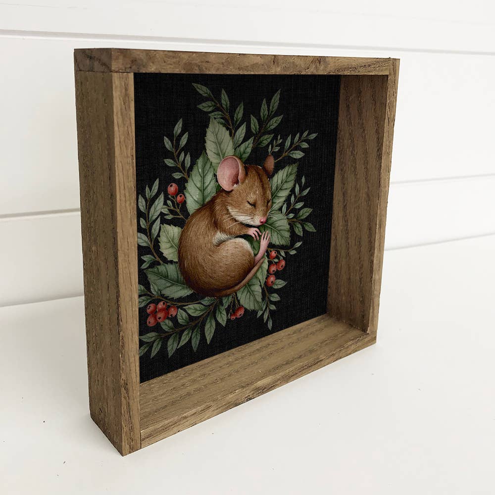 Sleeping Mouse Woodland Berries - Cute Mouse Canvas Art