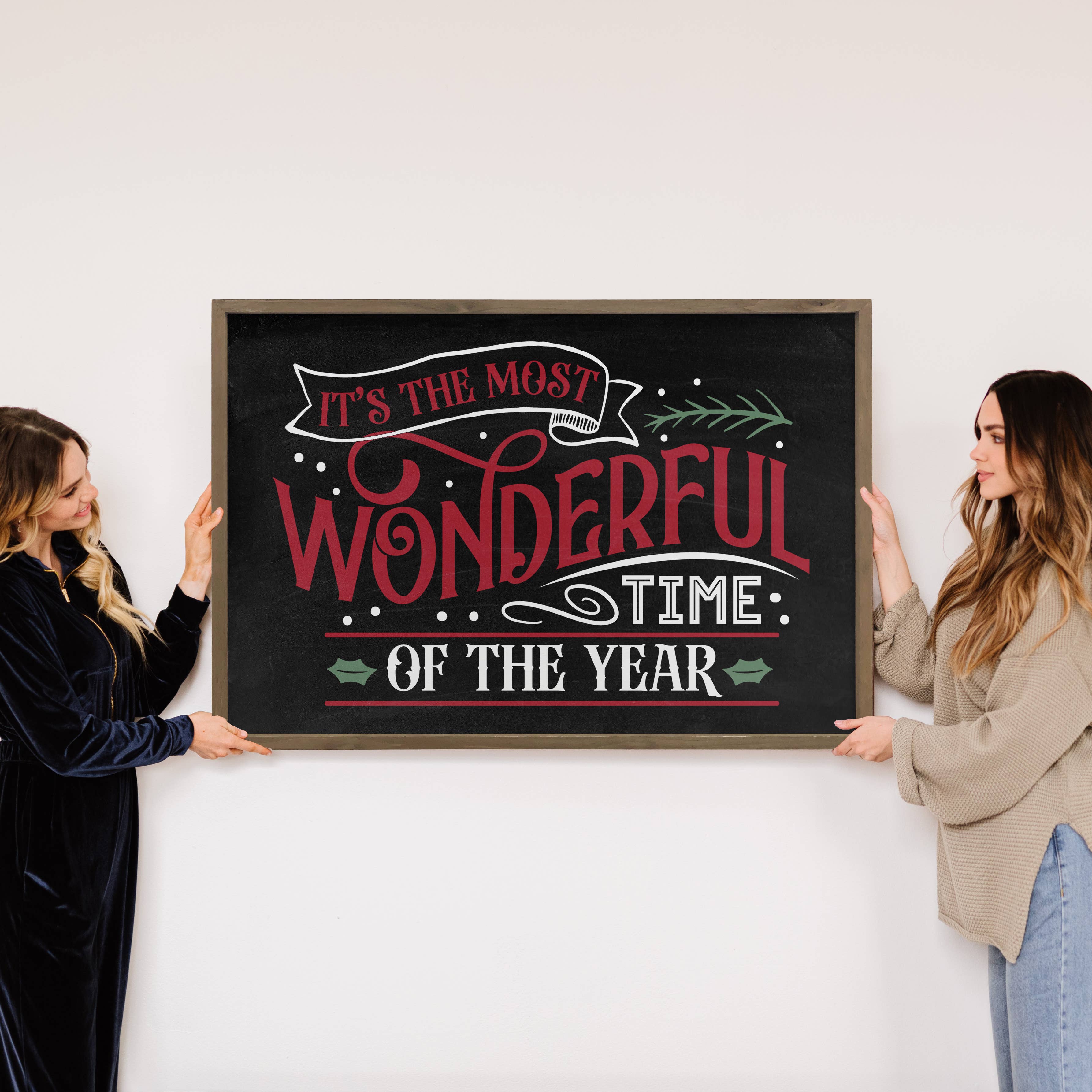 Most Wonderful Time Black - Wood Framed Holiday Word Sign