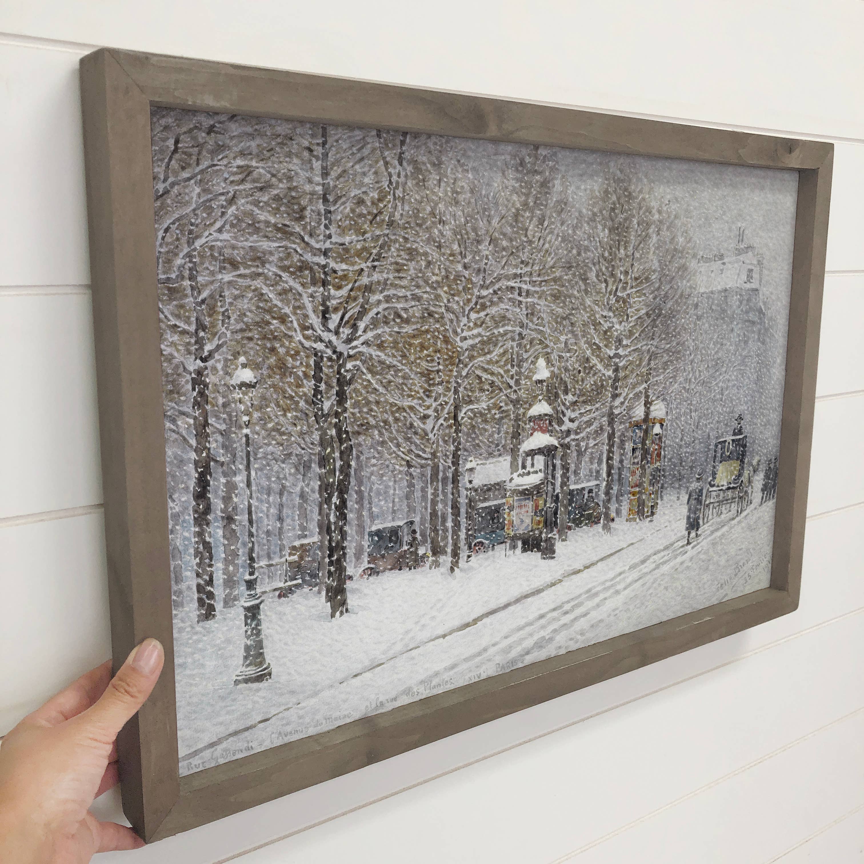 Winter Vintage Street - Winter Landscape Canvas Art - Framed