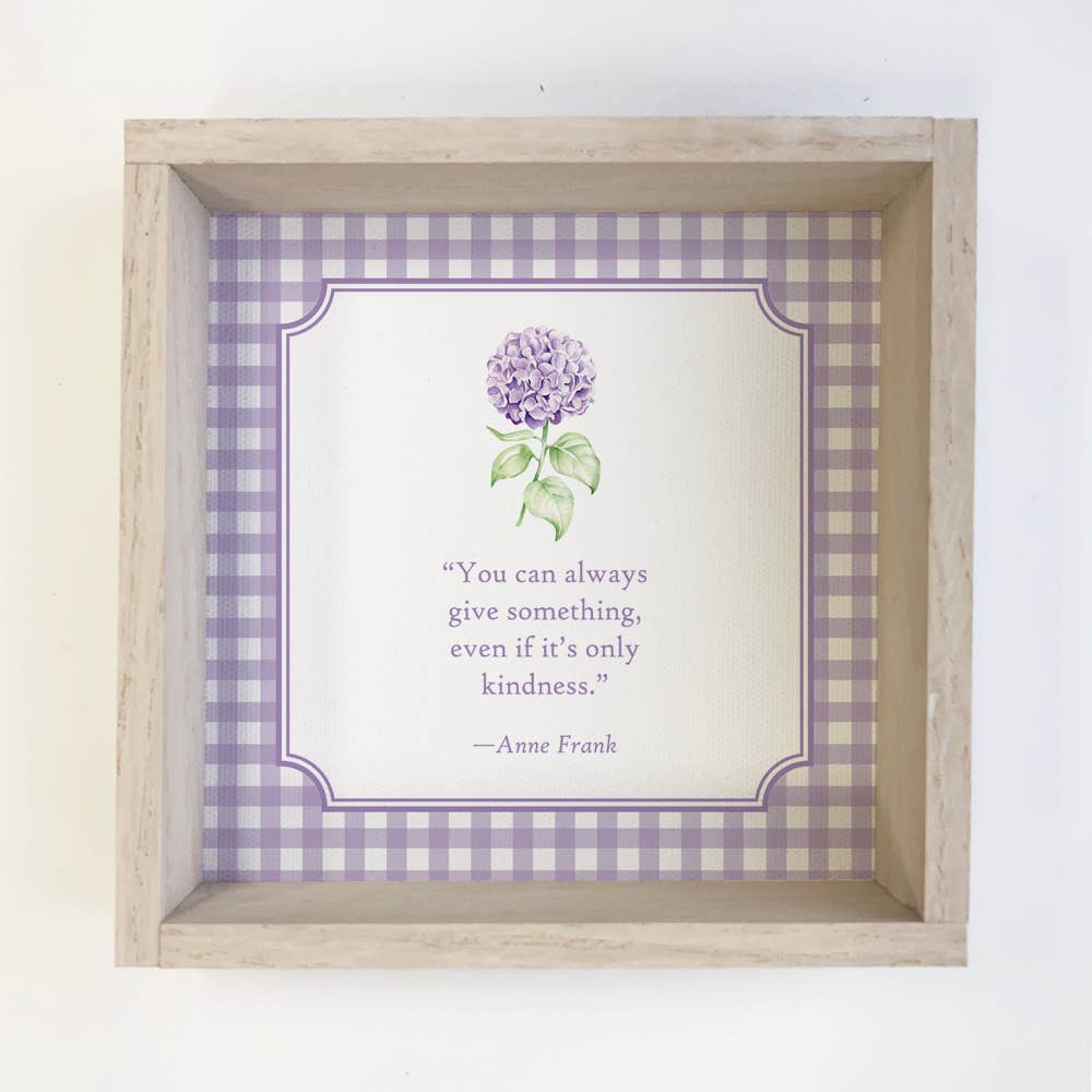 Hydrangeas Give Kindness Purple Gingham - Flower Canvas Art