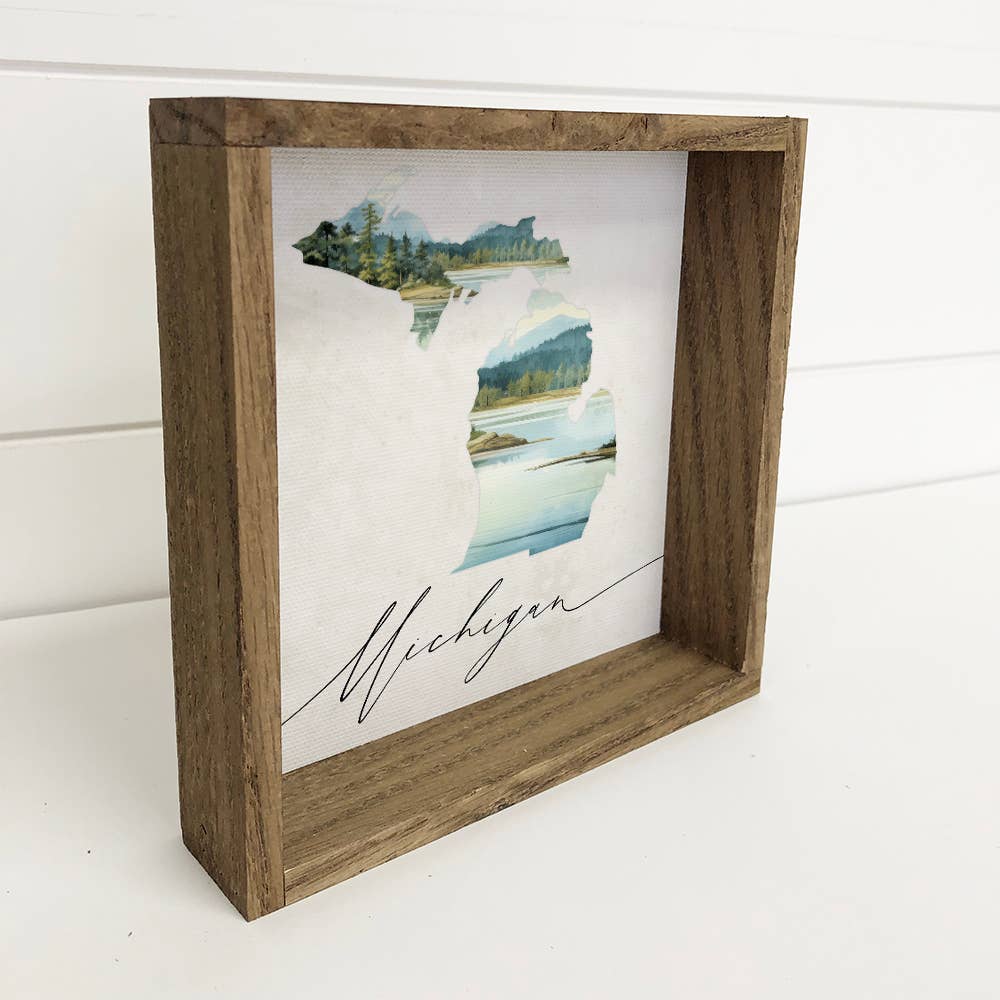 Michigan State Silhouette Painting - State Canvas Art