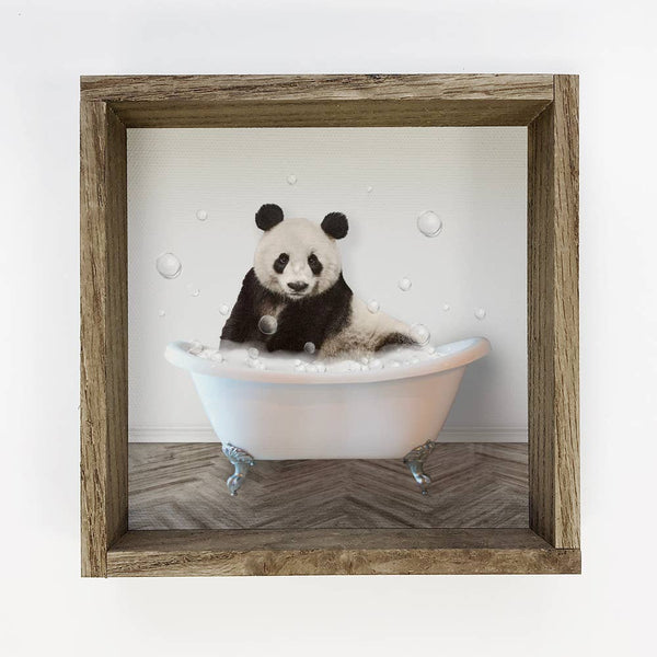 Funny Panda Bathroom Art - Taking a Bubble Bath Sign