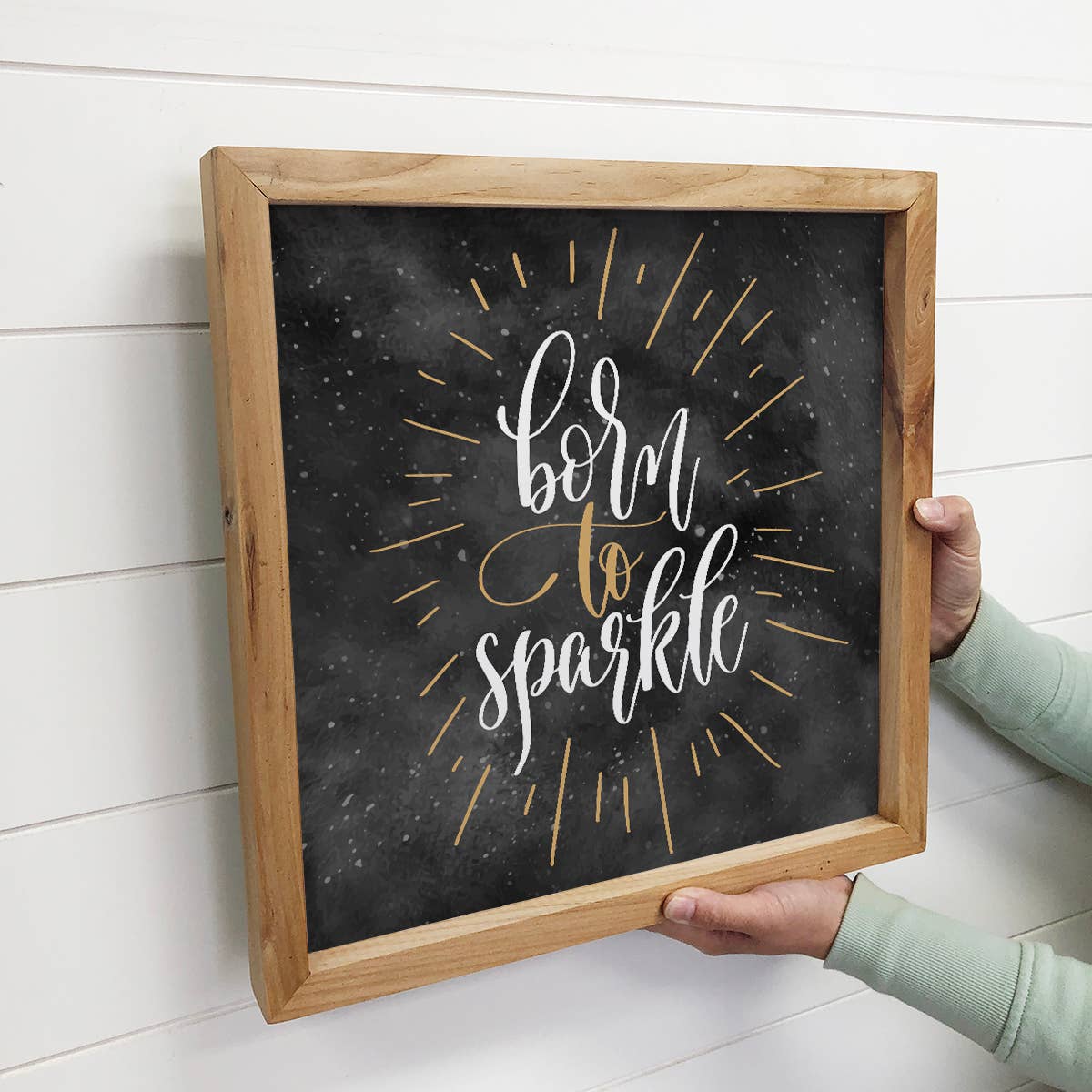 Shelf Sitting Born to Sparkle Small Canvas and Wood Sign