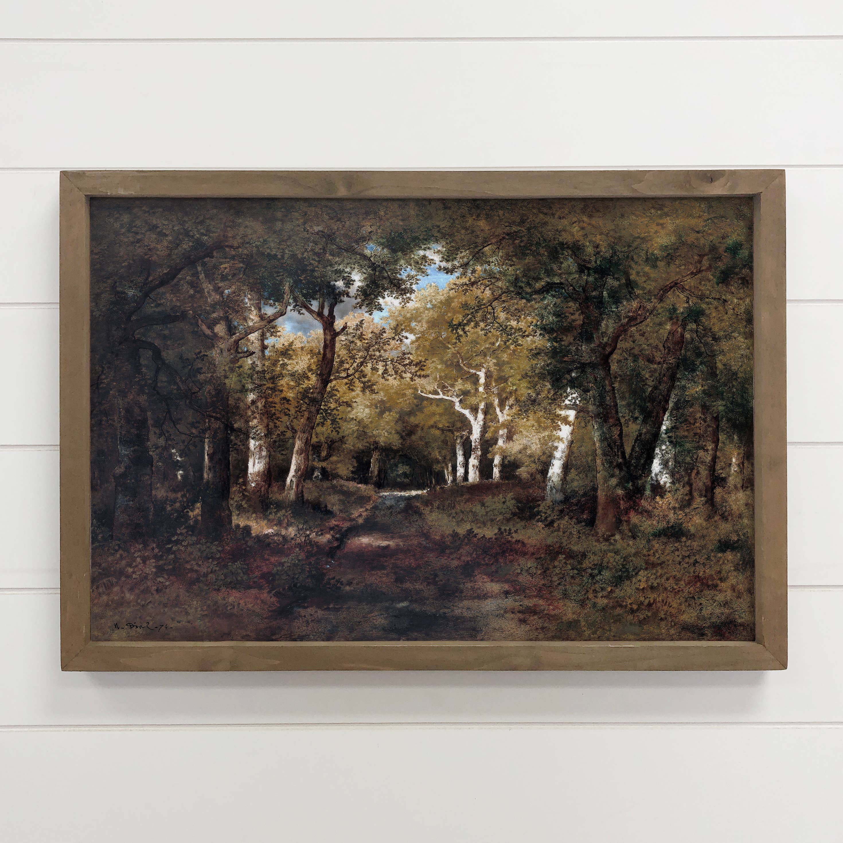 Thick Oak Forest - Forest Landscape Canvas Art - Wood Framed