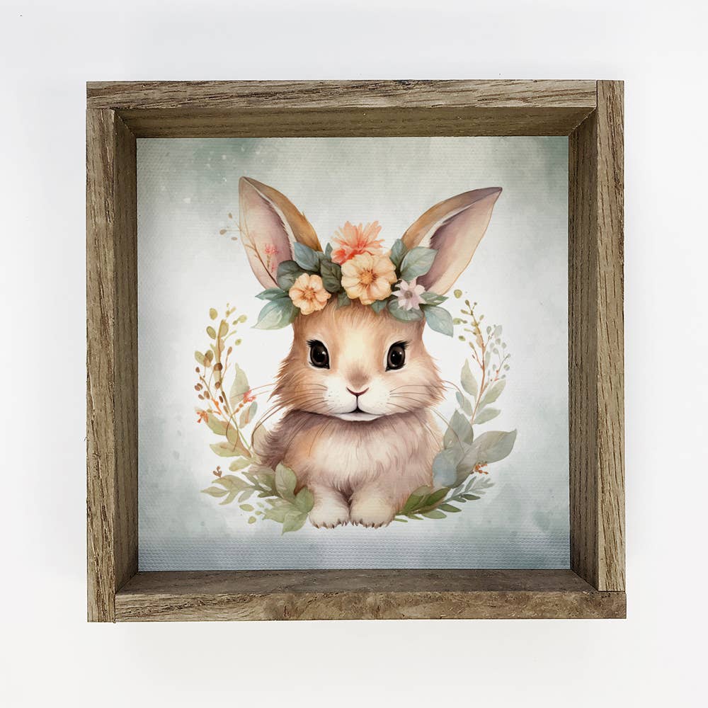 Cute Spring Bunny - Springtime Bunny Canvas Art - Wood Frame