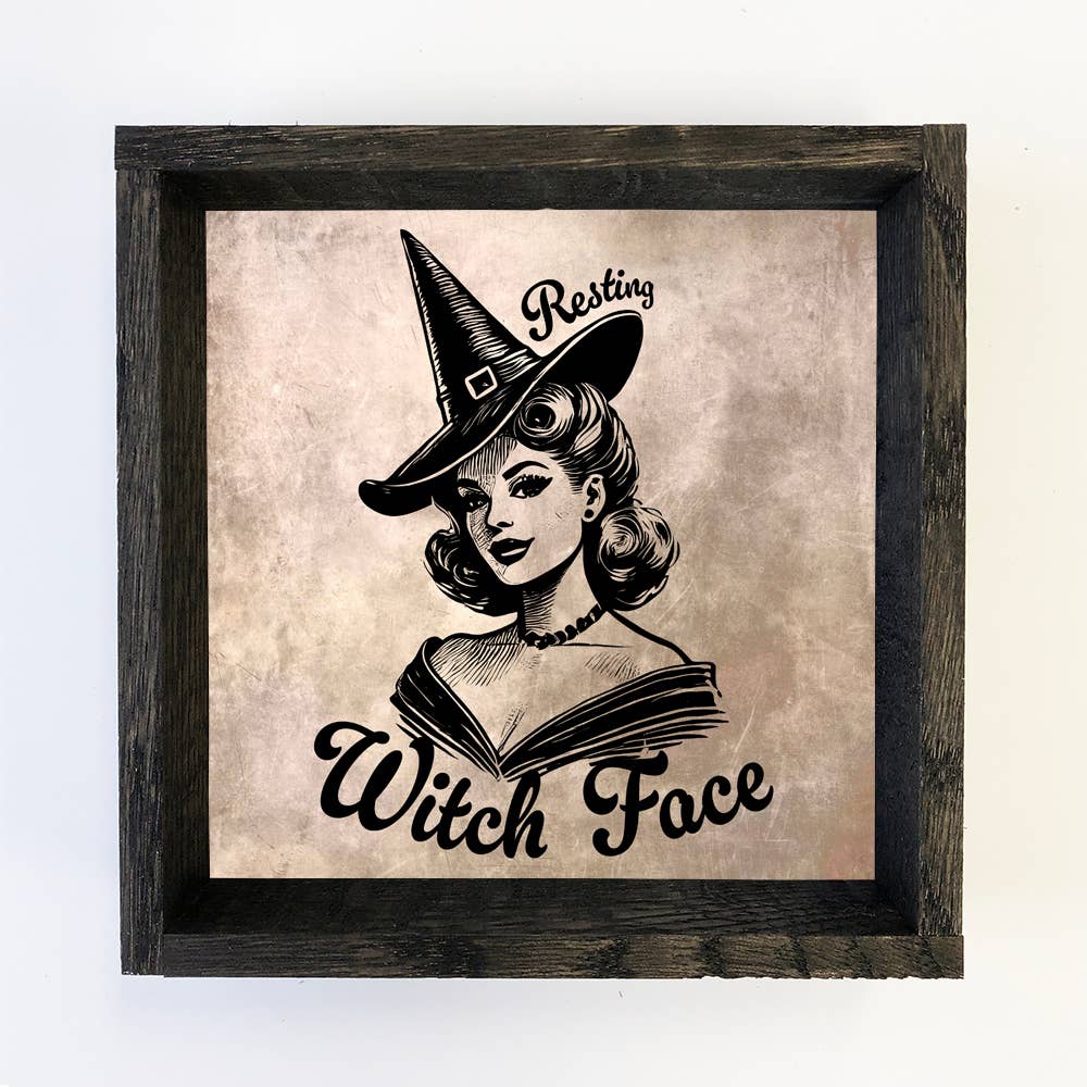 Resting Witch Face Pin Up Girl - Halloween Canvas Art