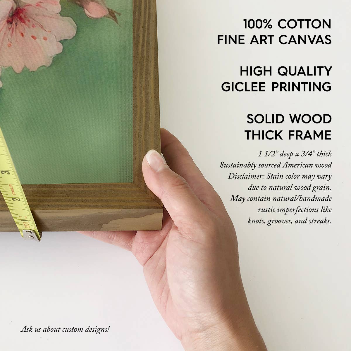 Cherry Blossoms Pink and Green - Floral Canvas Art - Framed