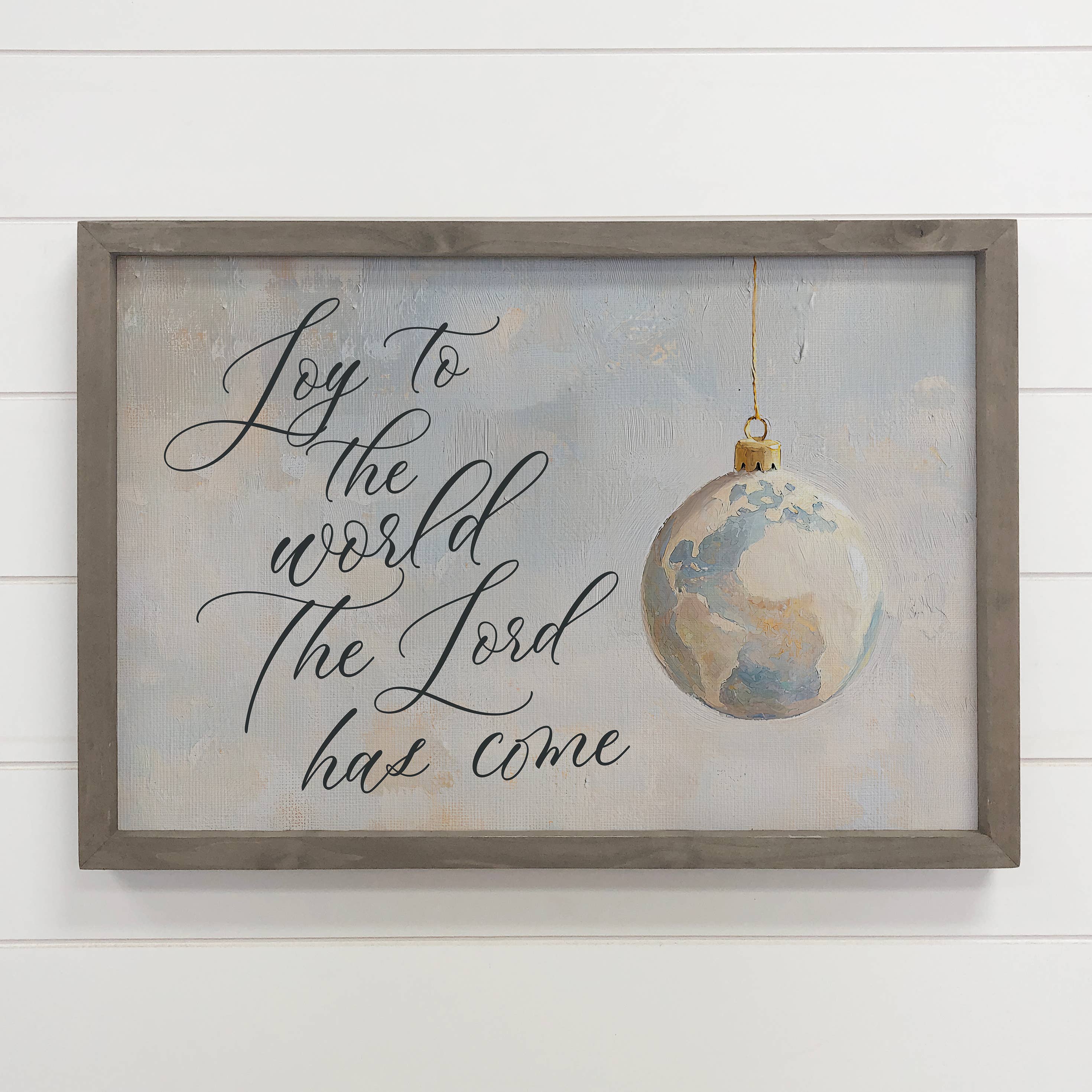 Joy to the World - Cute Holiday Sign Canvas Art - Wood Frame