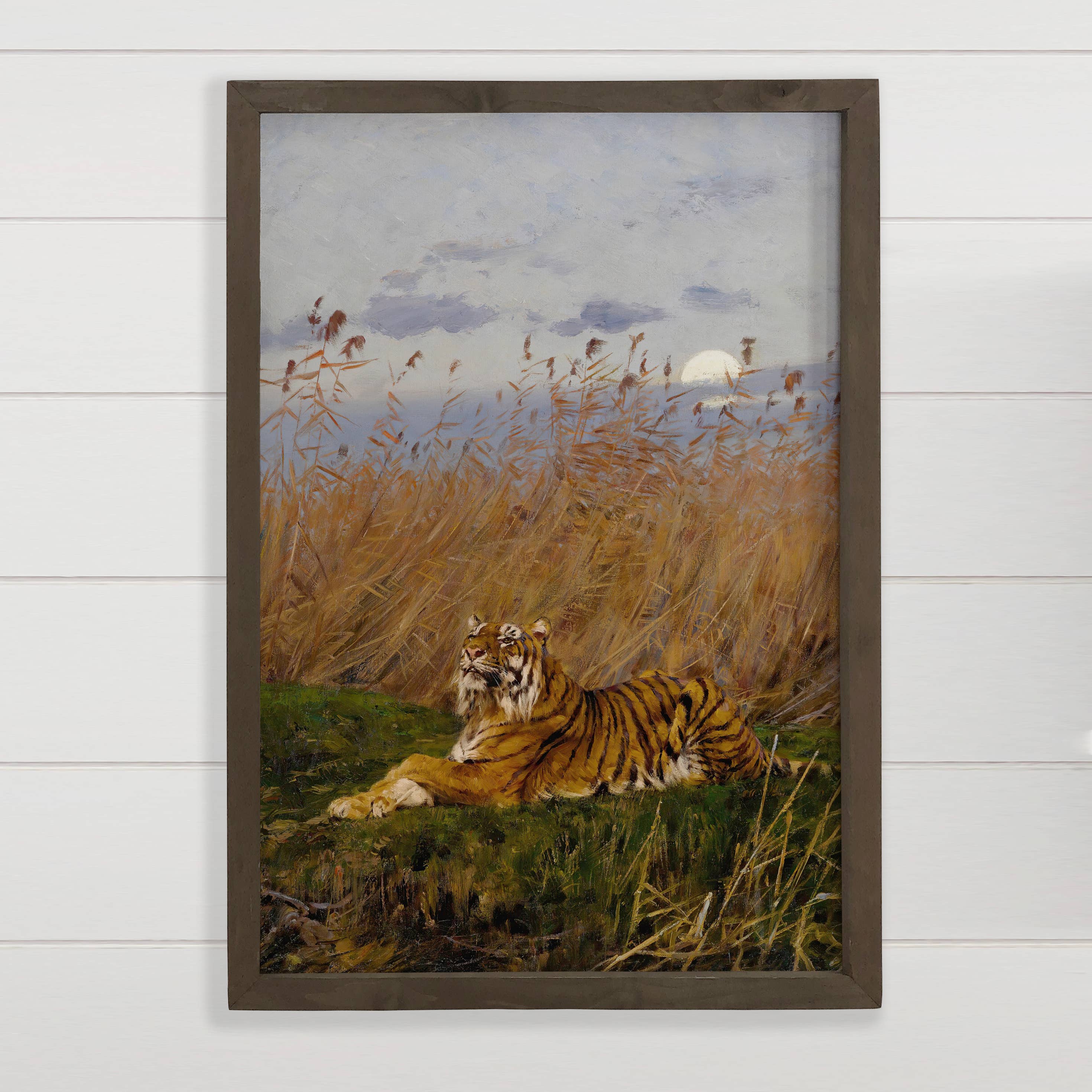 Tiger in the Moonlight - Tiger Canvas Art - Wood Framed Art
