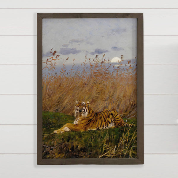 Tiger in the Moonlight - Tiger Canvas Art - Wood Framed Art