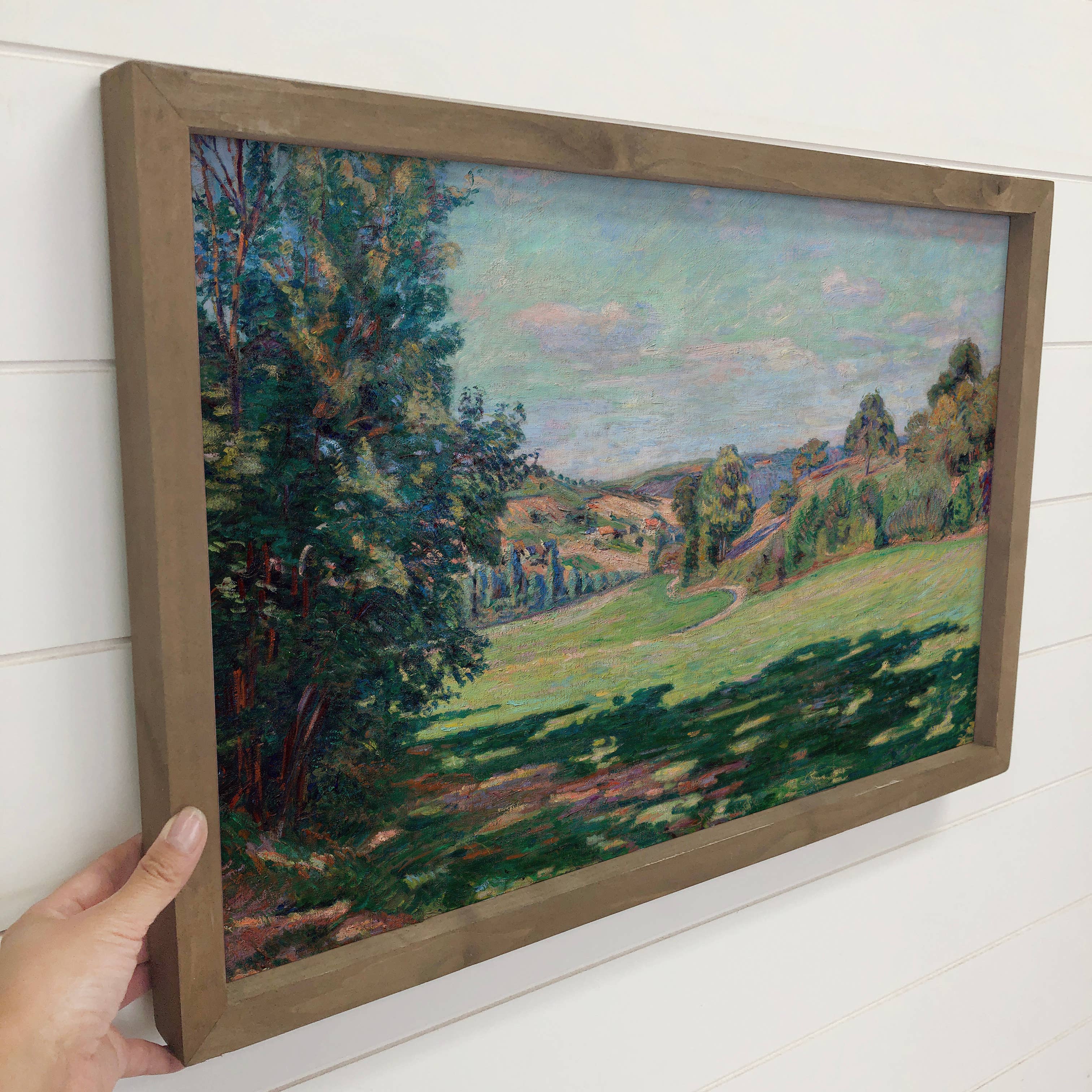 Green Valley View - Valley Landscape Canvas Art - Wood Frame