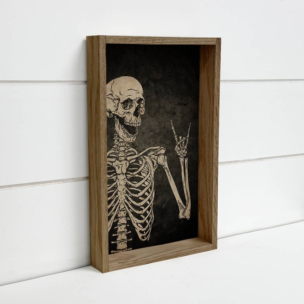 Skeleton Devil Horns Hand Sign - Skeleton Canvas Art