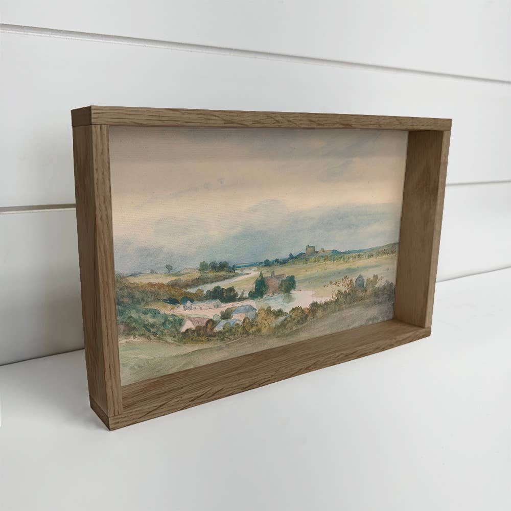 European Cottages Landscape - Landscape Canvas Art - Framed