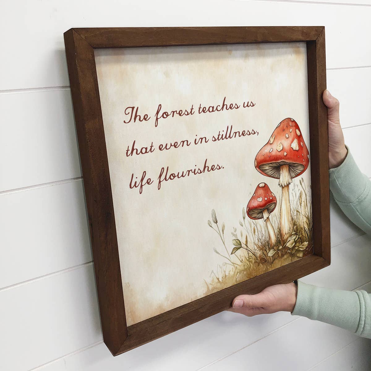 Mushroom Life Flourishes Quote - Quote Canvas Art - Framed